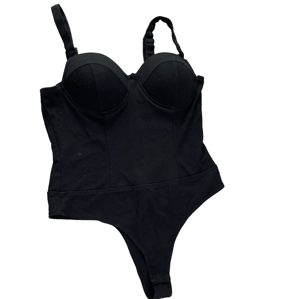 Haute Monde Corset Bodysuit Womens Medium Black Sweetheart Lightly Padded Basics